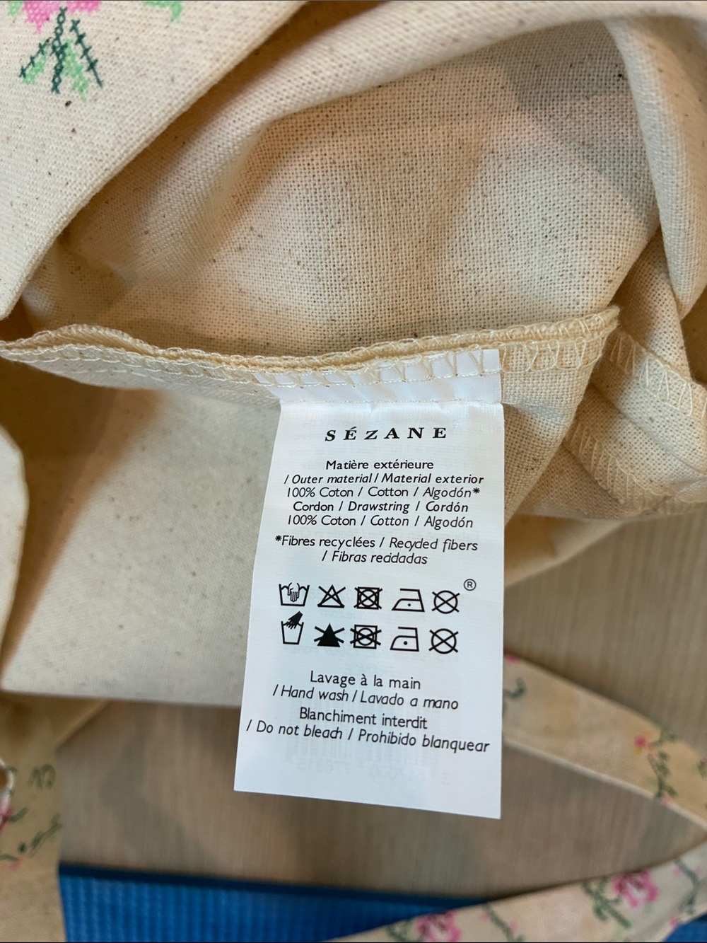 Sezane X Sea NY Drawstring Cotton Tote Bag NWOT - Picture 2 of 3
